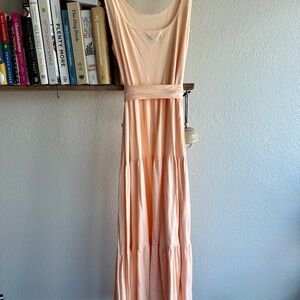J.Crew Peach Sleeveless Jersey Maxi Dress